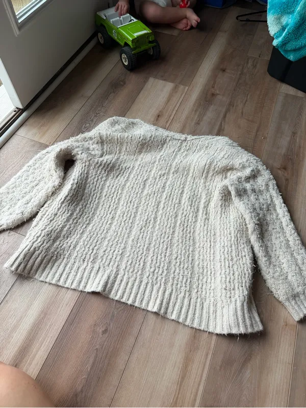 Anthropologie Cream Textured Knit Oversized Cardigan Size M - Image 3