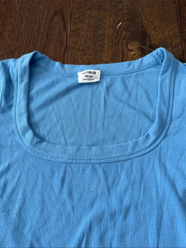 Cotton On Short Sleeve Scoop neck Ribbed Tee - Sky Blue size XS - Image 4