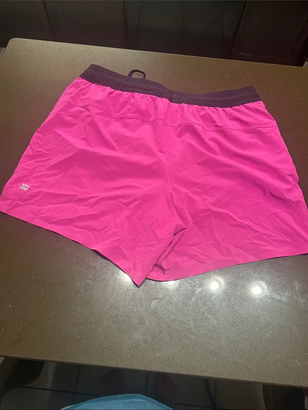 All In Motion Women’s Hot Pink Athletic Shorts with Black Waistband - Image 5