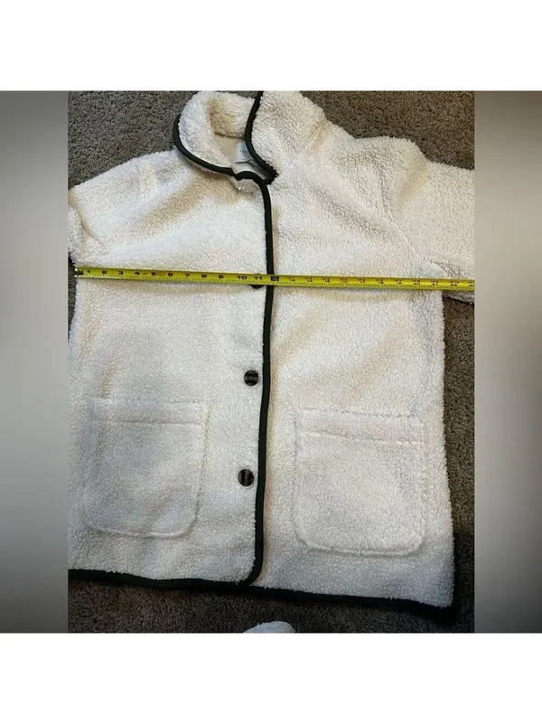 Lucky Brand White Sherpa Button Up Jacket Small - Image 7