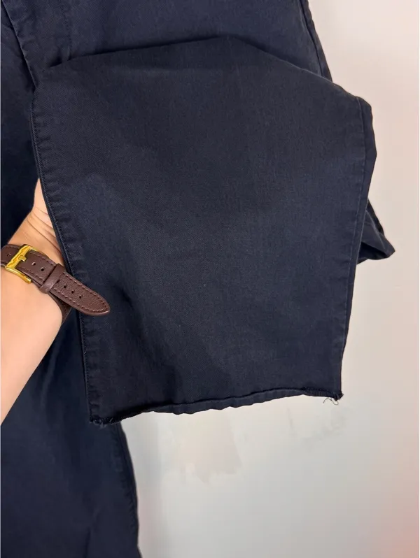 Buck Mason Women’s Black Straight Leg Cotton Lyocell Pants Size 25 Raw Hem - Image 10