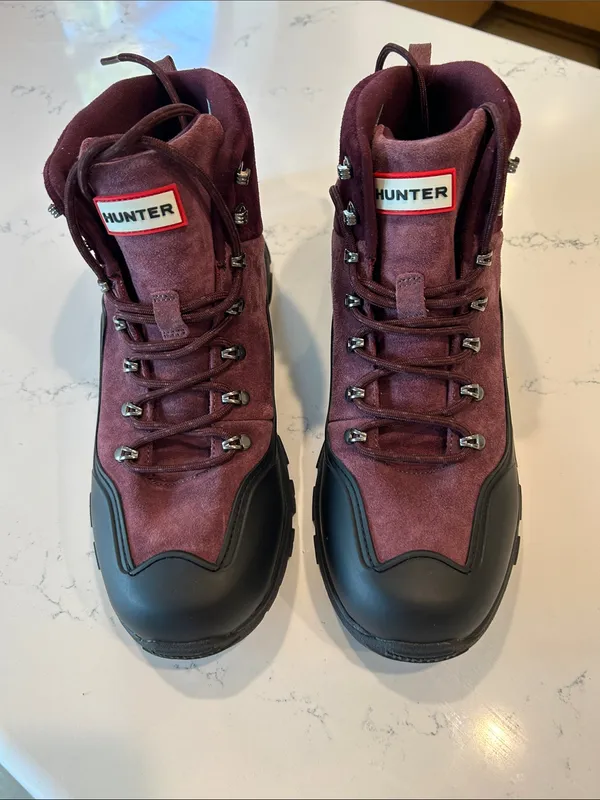 HUNTER JASPER WATERPROOF BOOTS, Dark Red Suede, Women’s size 11, NWT No box - Image 2