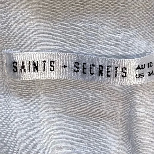 SAINTS & SECRETS White Ruffle Dress Waist Tie Open Tie Back Flutter Sleeve~M💚 - Image 11
