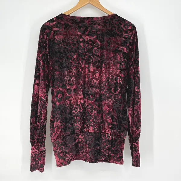 Venus Burn Out Velvet Floral Burgundy Black Lace Up Top Size‎ L Whimsigoth Y2K - Image 2
