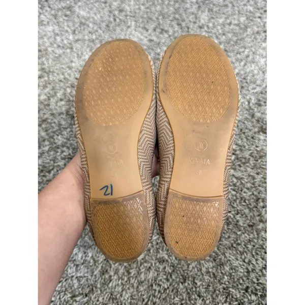 Vivaia Round Toe Ballet Flats Claire Women’s 37 Espresso Chevron - Image 8