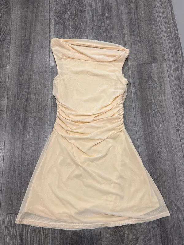 New Here Comes The Sun Rheiya Mini Dress - Ruched Side Off Shoulder Mesh Dress - Image 6