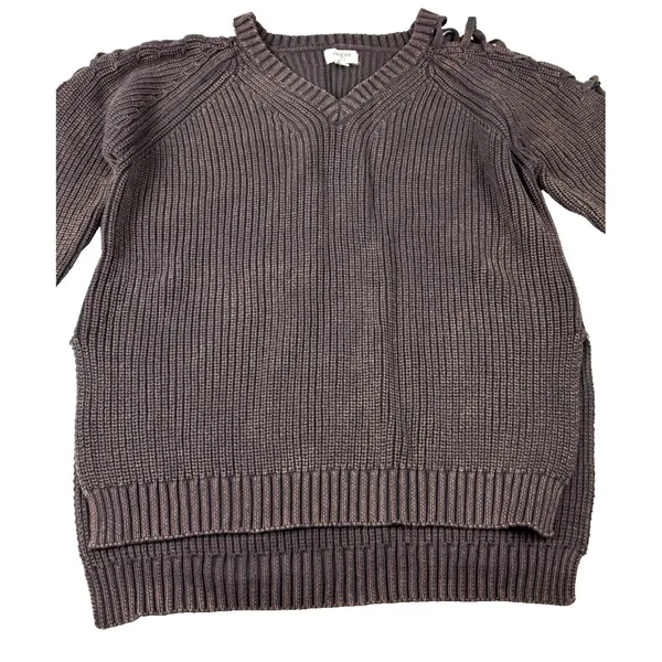 Umgee Chunky Knit‎ Sweater Women's Medium Mineral Wash Lace-Up Shoulder Grunge - Image 3