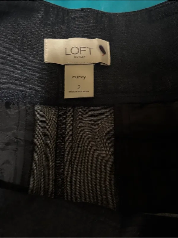 Loft women’s dark charcoal casual linen pants curvy size 2 - Image 3