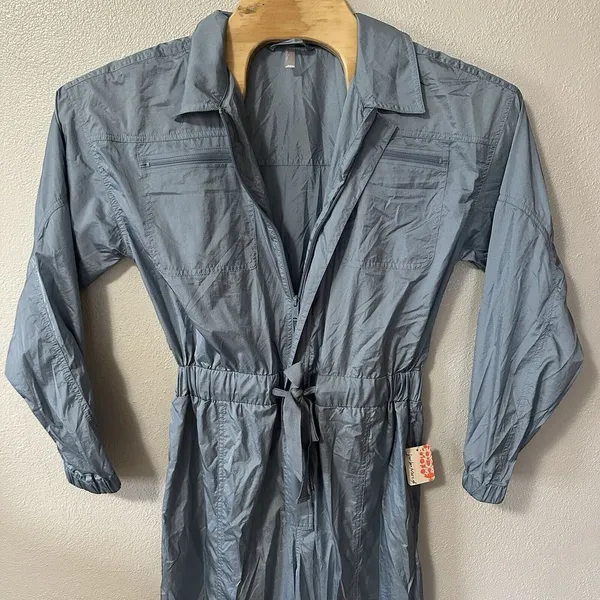 Free People Movement‎ Golden Hour Jumpsuit Size Medium Blue Long Sleeve NWT - Image 2