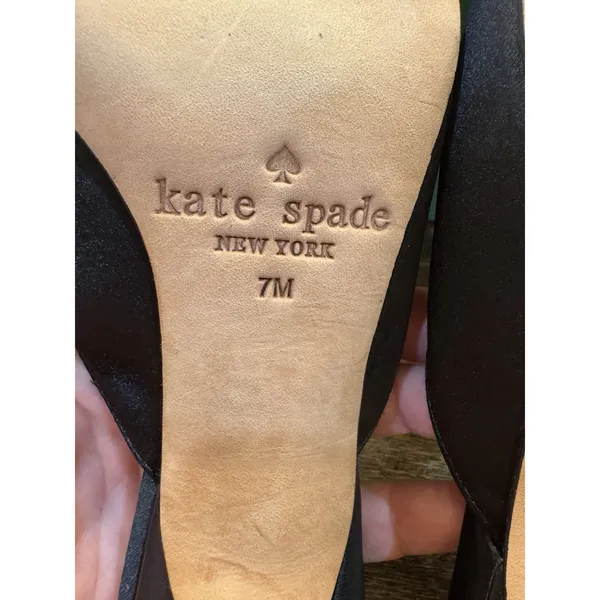 Kate Spade Darlene Black‎ Satin Kitten Heel Mule Pointed Toe Size 7 - Image 9