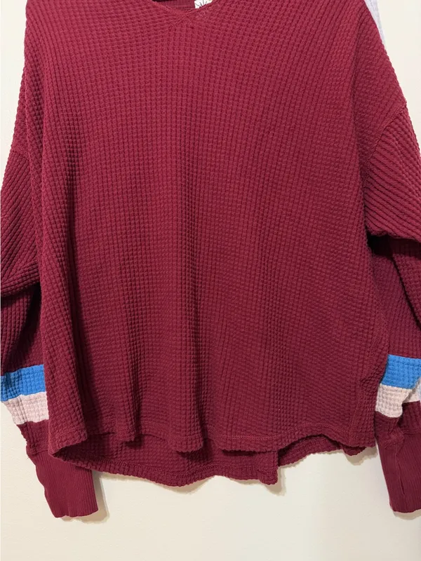 OFFLINE By Aerie Wow! Waffle Notch Neck Long Sleeve T-Shirt Size Small - Image 5