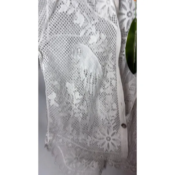 New Farm Rio Landscape guipure lace shirt off white sz XS - Image 5