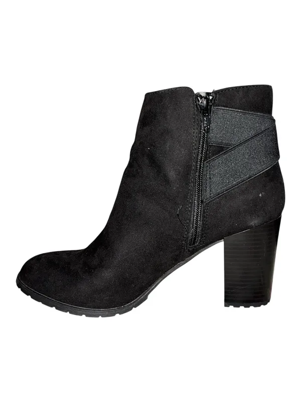 a new day Black Suede Ankle Booties with Block Heel - Image 5