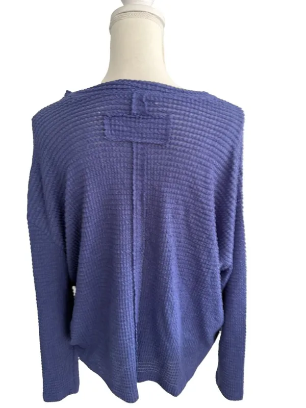 ZENANA Blue Waffle Knit Long Sleeve Size L/XL - Image 5