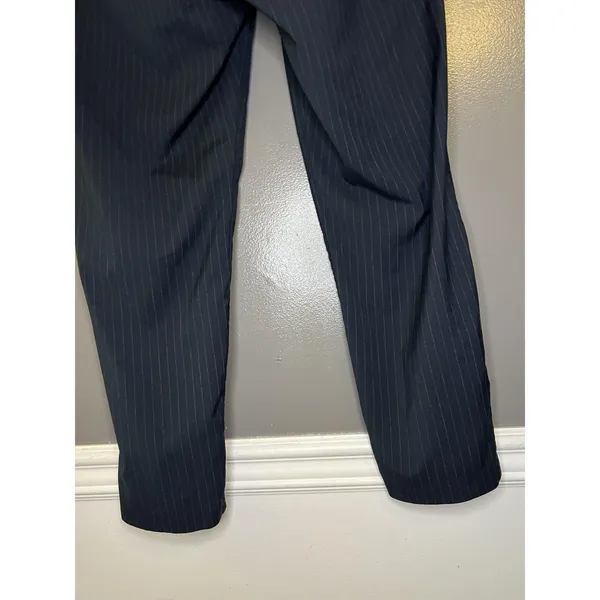 Abercrombie & Fitch Dress Pants Womens Med Blue Pinstripe Stretch Elastic Waist - Image 6