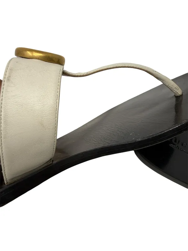 Gucci Marmont GG Thong Sandals Mystic White Flat Slide Flip Flops EU Size 39.5 - Image 8