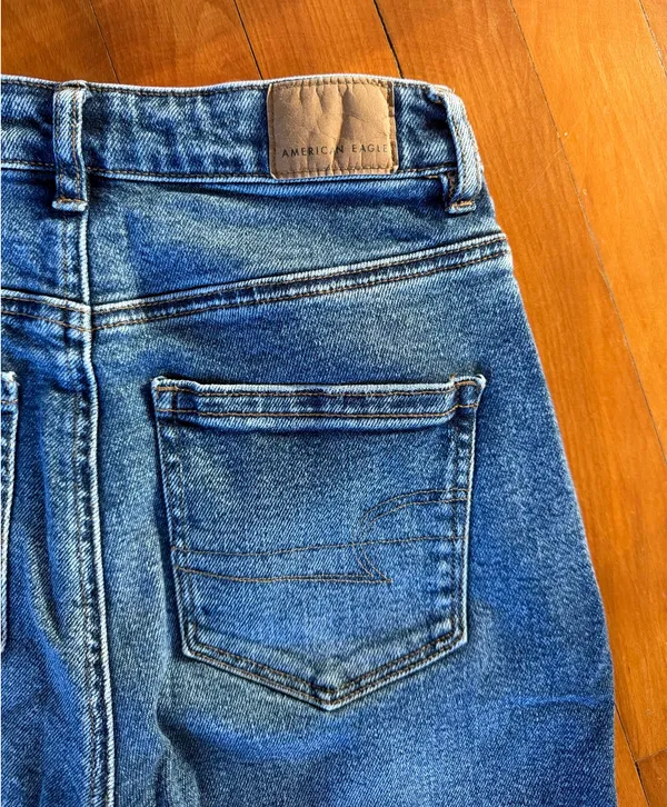 American Eagle Highest Rise Mom Jeans | Size 0R | Distressed Dark Wash Denim - Image 10