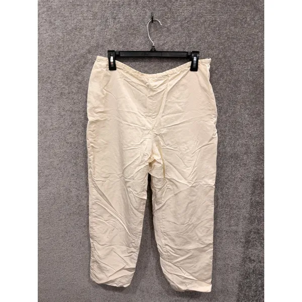 Armani Exchange Women Pants 34 Regular Ivory Linen Blend Cargo Straight Leg - Image 3