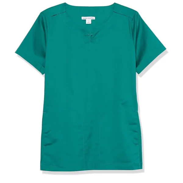 Amazon Essentials Scrub Top Classic Fit Split Neck Crew Women's 2X Green NWT - Image 4