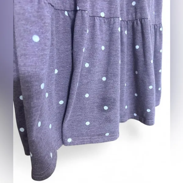 Source Unknown FREE with any purchase- Womens Medium Purple and White Polka Dot Dress - Image 2