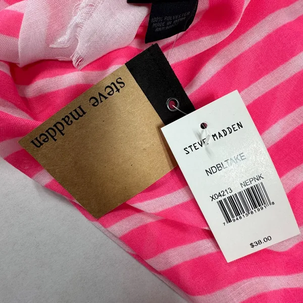Steve Madden‎ Pink and White Striped Oversized Scarf or Wraps - 74"x40" - NEW. - Image 10