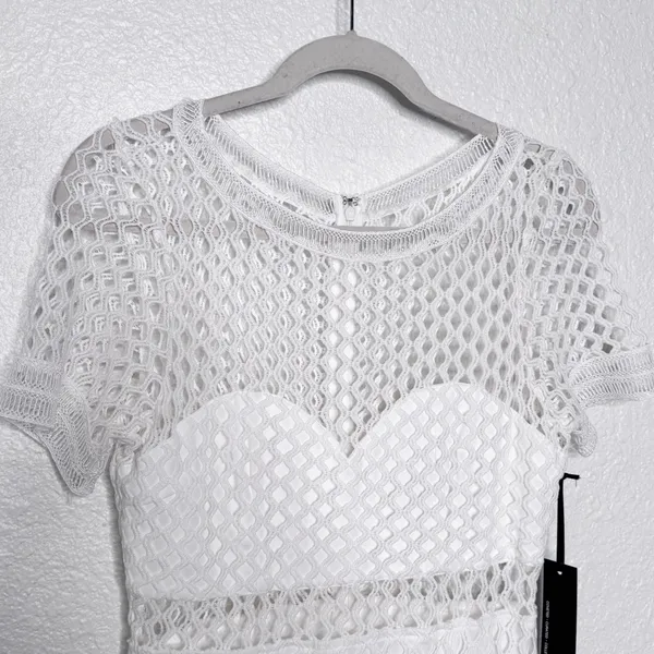 Lulus White Knot Crochet Mermaid Dress Sz M - Image 6