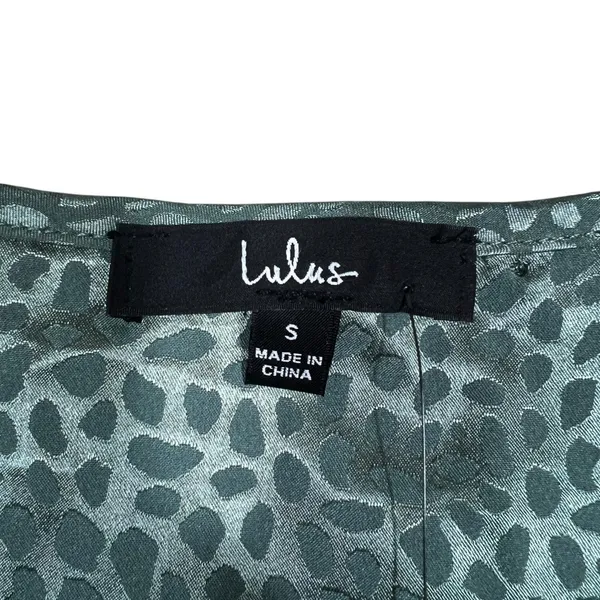 NWT Lulus Cowl Neck Jacquard Animal Print Midi Dress Sage Green Glam Slit Size S - Image 5