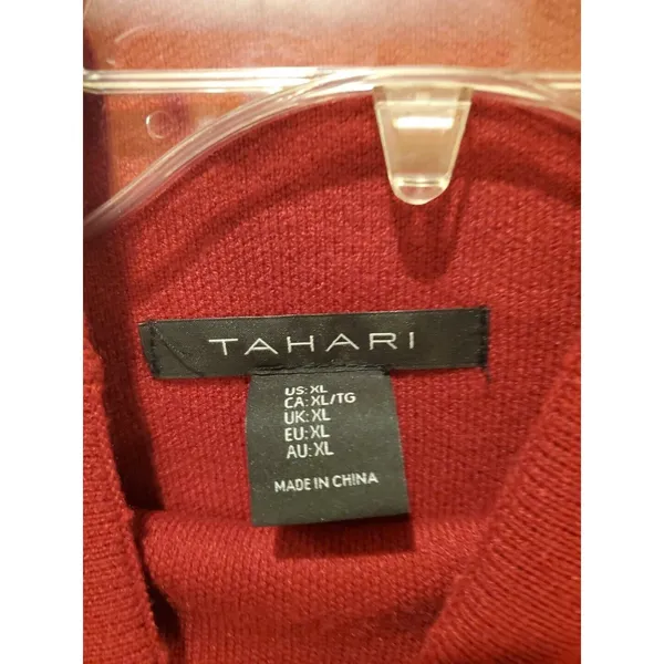 TAHARI Pure Luxe Sweater Red Mock Neck XL - Image 8