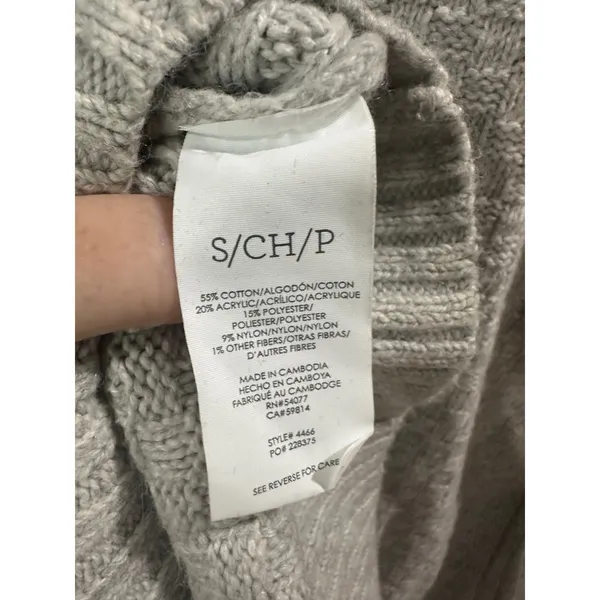 Cabi Grey Knit Zip Up Cardigan Sweater Mock Neck Basketweave Smll - Image 7