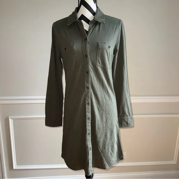 NWT FAHERTY Knit Seasons Dress Long‎ Sleeve Midi Olive Medium - Image 3