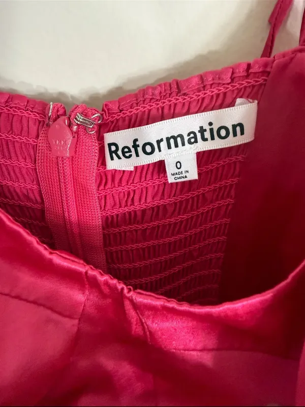 Reformation Marguerite Pink Flambé Dress - Image 7