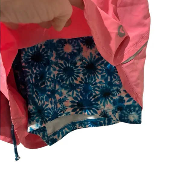 Active USA Pink Shorts with Blue Trim & Built In Biker Shorts - Image 4