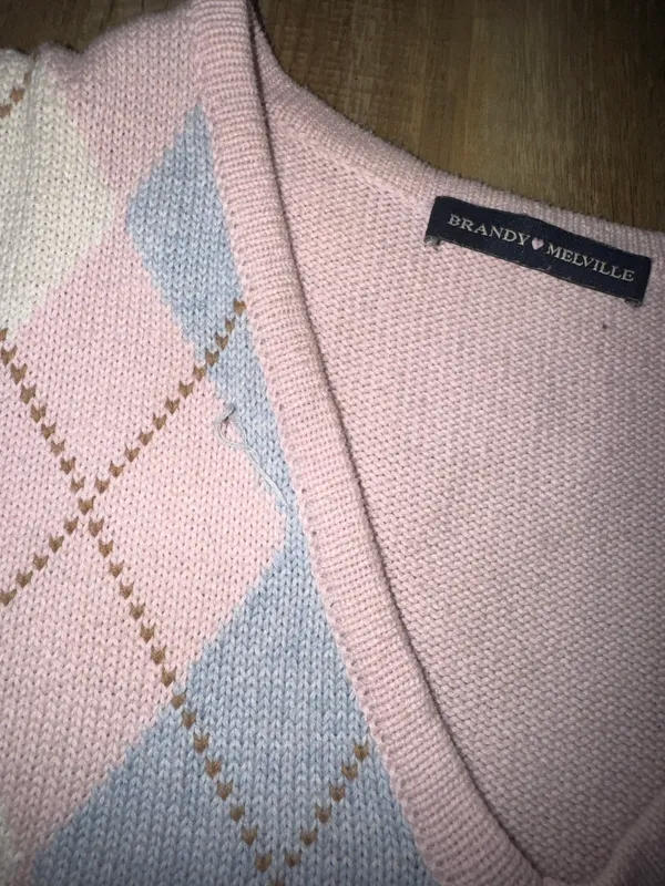 Brandy Melville Pink and blue Gingham sweater vest - Image 5