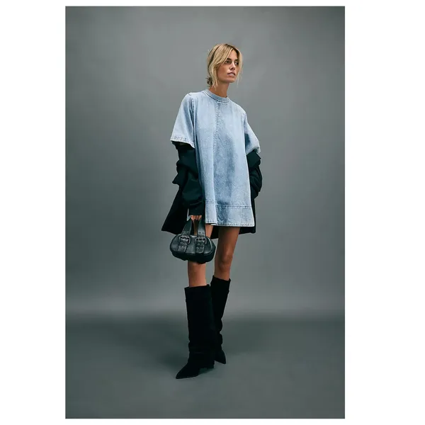 Free People Harlow Denim Minidress Size Small - Image 12