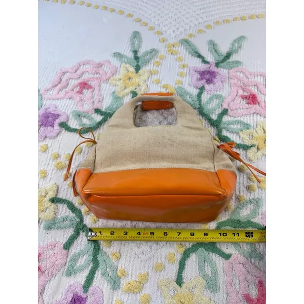 Bath & Body Works Canvas Orange Leather Trim Handle Bag‎ Women's Accessory - Image 10