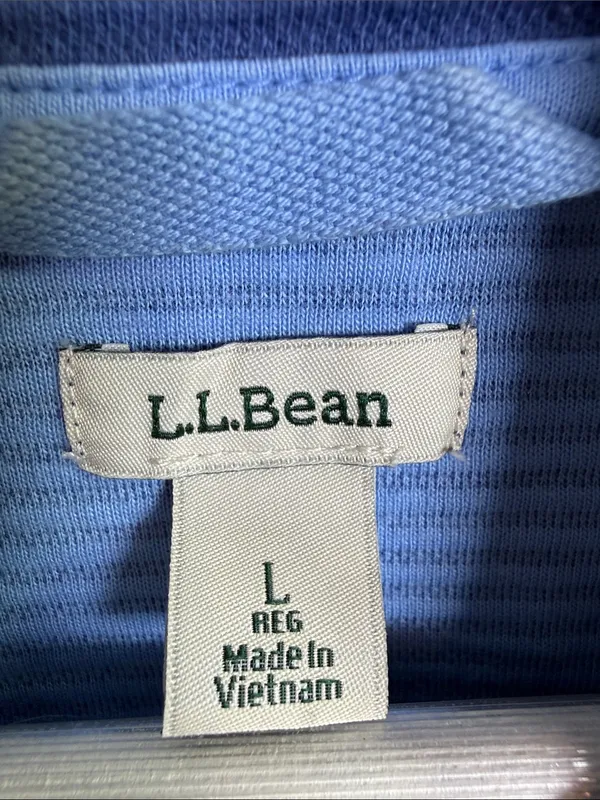 L.L. Bean Women's Airlight Knit Snap-front Pullover in Blue W2492 Sz L - Image 3