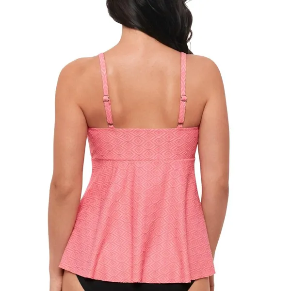 NWT Swim Solutions Swim Textured Underwire Tankini Top 806766 Guava Pink 14 - Image 3