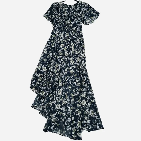 ASTR The Label Flutter Sleeve Floral Maxi Dress‎ Womens XS Navy Blue Flowy New - Image 2