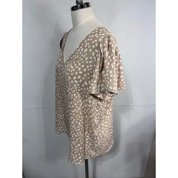 Vine & Love Polka Dot‎ Flutter Sleeve Boho Cottagecore Blouse USA Made Women's M - Image 9