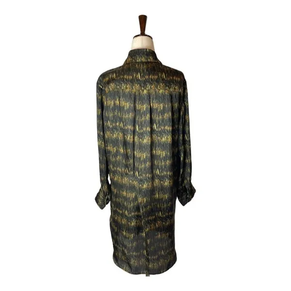 Isabel Marant Black And Gold Long Sleeve Pleated Draped Mini‎ Dress Size M - Image 2