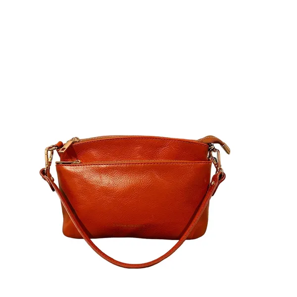Divina Firenze Italy Lilia Orange Genuine Leather Crossbody Shoulder Purse New - Image 2