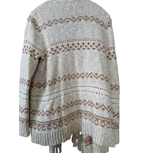 Old Navy Sweater Open Cardigan Fringe Drape Oatmeal SzXL‎ - Image 7