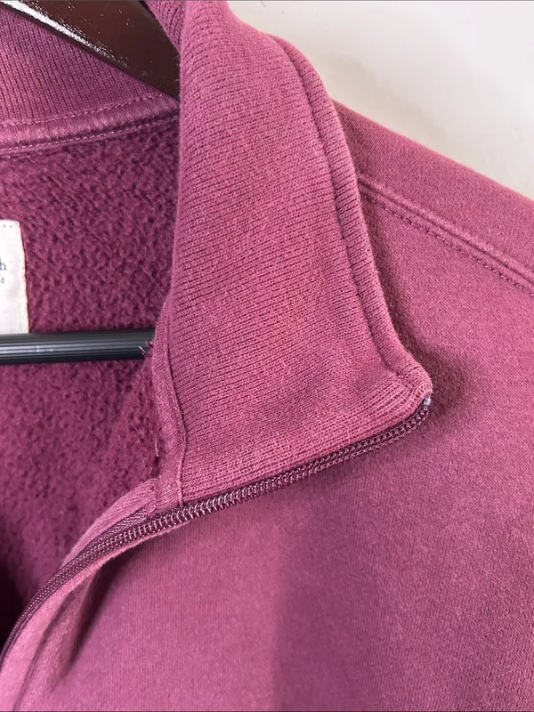 Abercrombie & Fitch Plum Half-Zip Fleece Cotton Blend Pullover Sweatshirt - Image 8