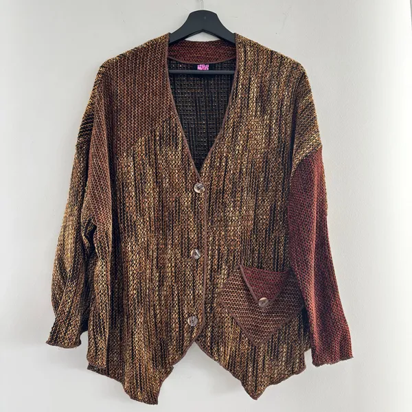 90s VTG JGs Mad Lab Staley Gretzinger Cardigan Sweater Lagenlook Wearable Art - Image 4