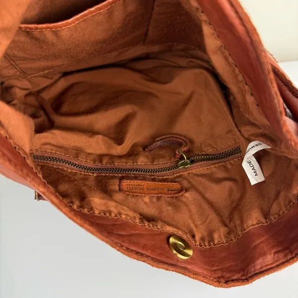 Marta Ponti Leather Woven Hobo Bag Made in Portugal Brown Slouchy - Image 11