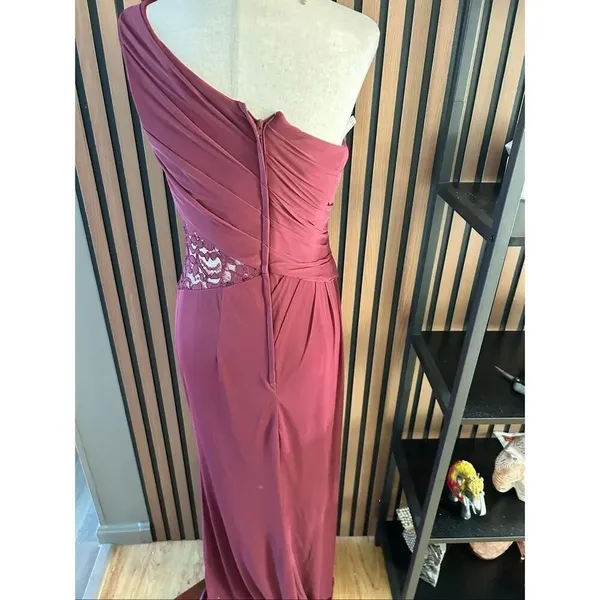 David’s bridal one shoulder with lace long maxi bridesmaid dress a size 4 color - Image 4