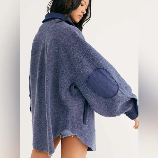Free People Ruby Oversized Shirt Jacket in Oceana Blue L - Image 9