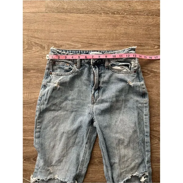 And Now This Distressed Mom Straight Leg Jeans Womens 24 Light Acid Wash Ripped - Image 10