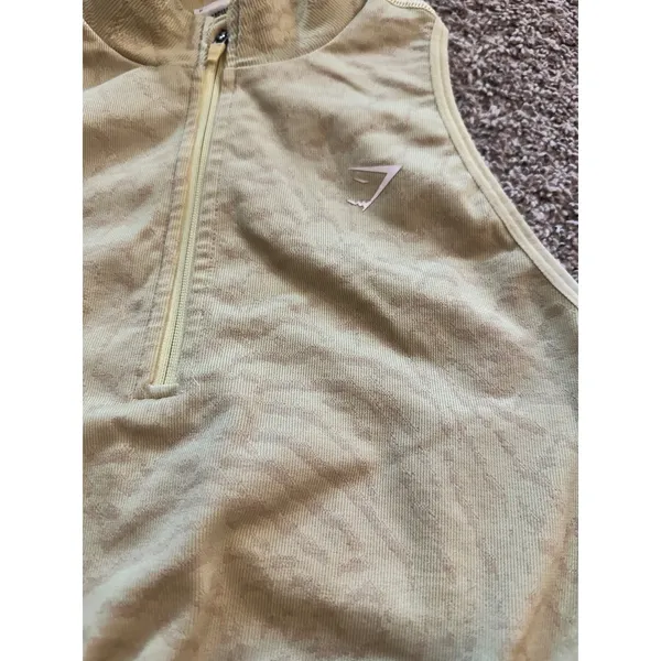 Gymshark Adapt Animal Seamless 1/2 Zip Crop Top Yellow Sage Medium - Image 2