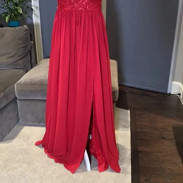 Women’s A-Line Cap Sleeve Bridesmaid Prom Party Dress with Leg Slit Size L NWT - Image 6